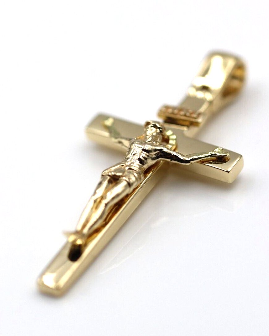 9ct 9k carat 375 Yellow Gold high quality Religious Catholic Crucifix Cross made in Malta