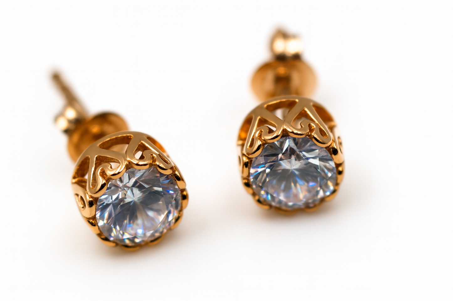 Genuine 9ct 9k 375 Rose Gold 6mm Stud Heart Filigree Earrings