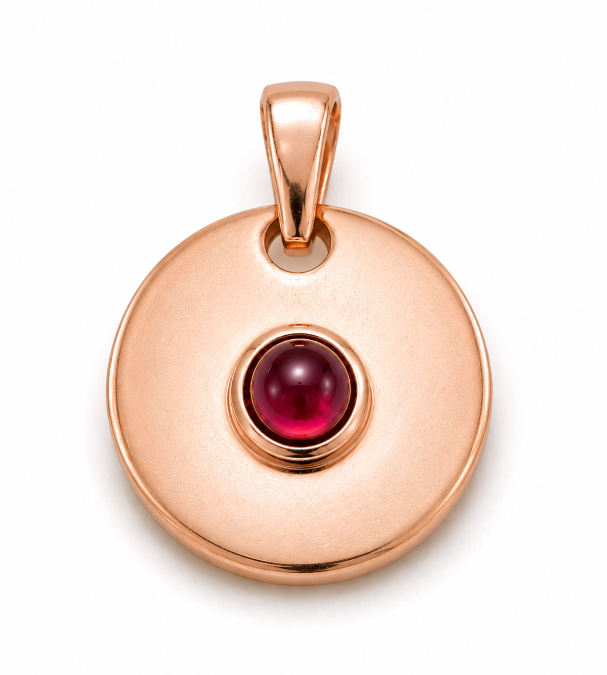 Genuine 9ct 9k 375 Yellow, Rose or White Gold Cabochon 5mm Rhodolite Garnet Disc Round Pendant