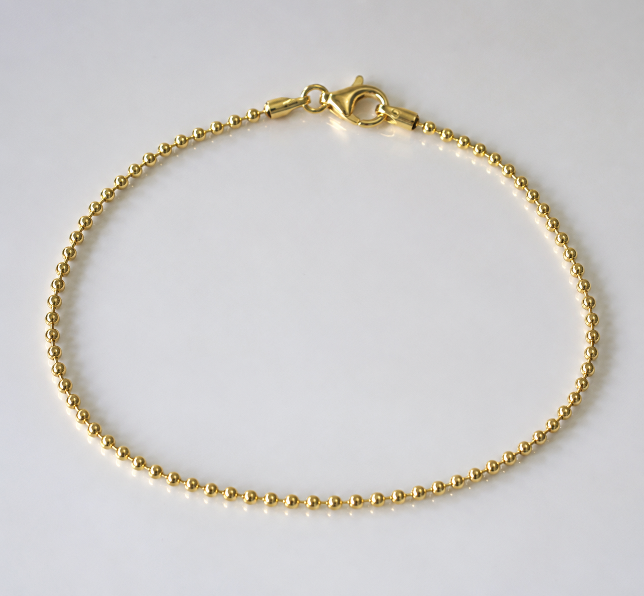 Genuine 9ct 9k 375 Yellow Gold 1.5mm 19cm Ball Bracelet