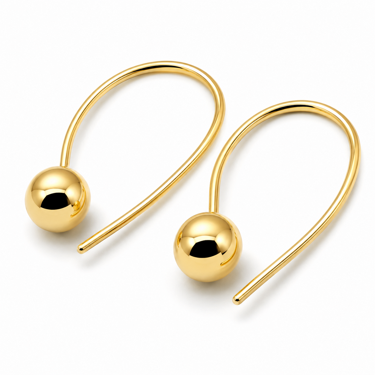 Genuine Large Hooks 9ct 9k 375 Yellow, Rose or White Gold 10mm Euro Ball Drop Earrings