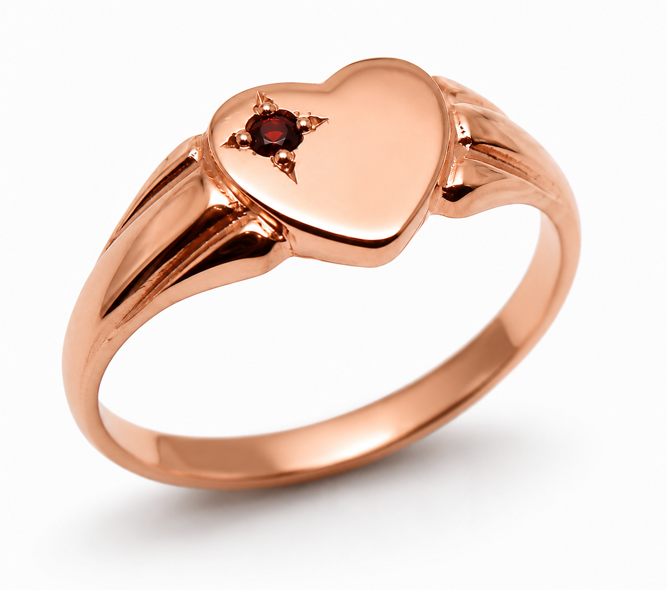 Genuine 9ct 9k 375 Yellow, Rose or White Gold Heart Garnet Signet Ring - January Birthstone (Copy) (Copy) (Copy)