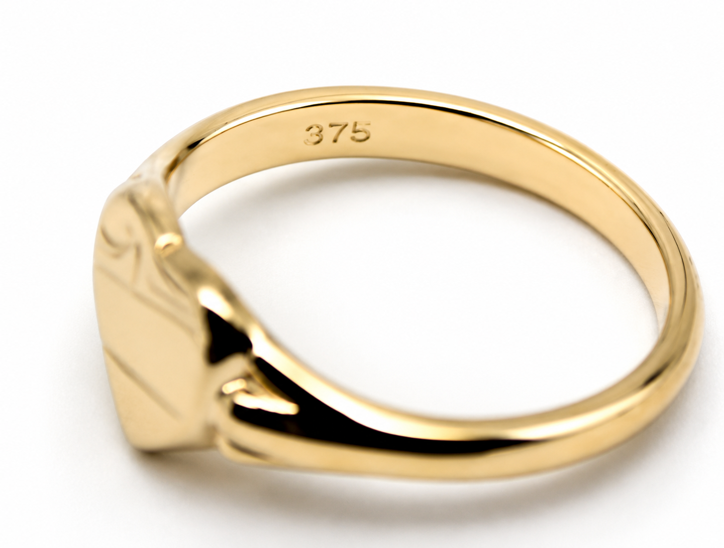 Genuine 9ct 9k 375 Yellow, Rose or White Gold Small Heart Signet Ring - Choose your size 201