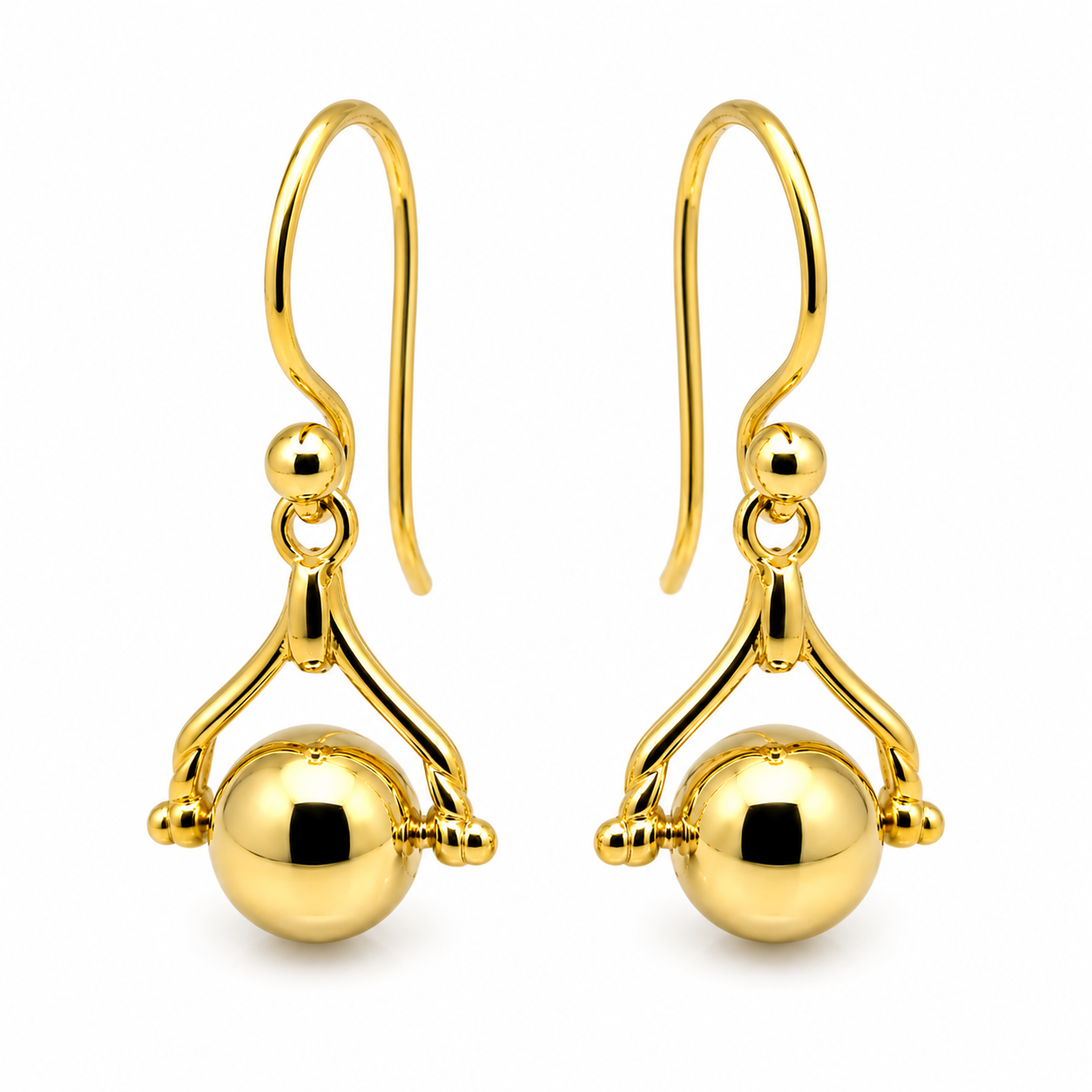 Genuine 9ct 9k 375 Yellow, Rose or White Gold Plain Ball Spinner Earrings