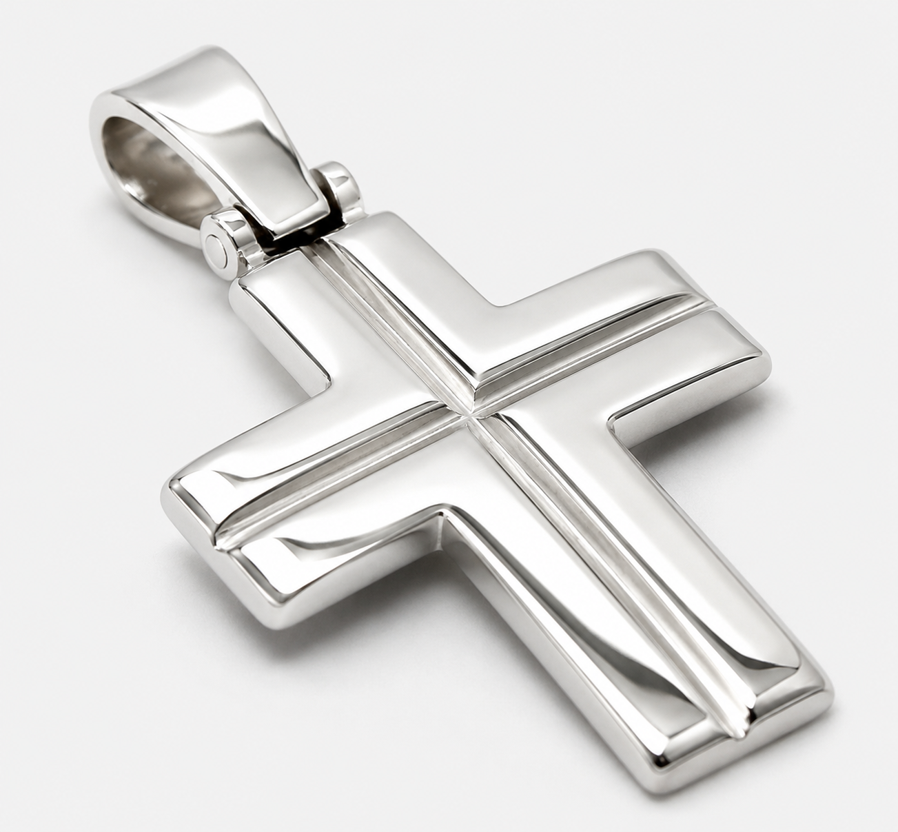 Genuine Solid Sterling Silver 925 Heavy Large Ridged Plain Cross Penda ...