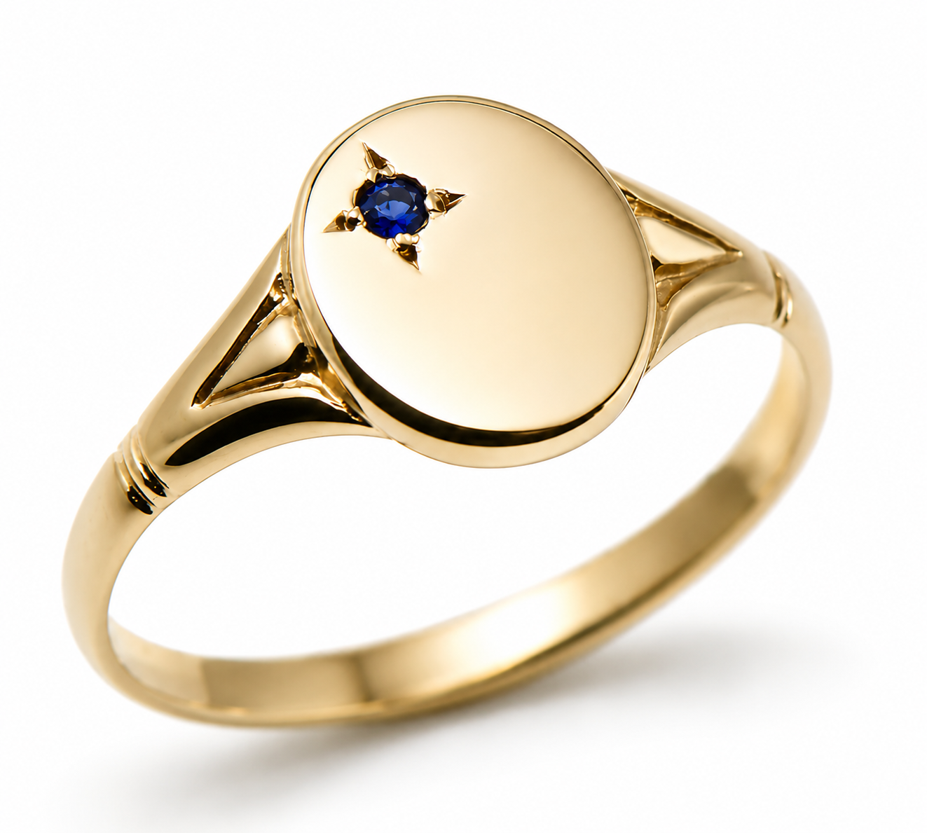 Genuine 9ct 9k 375 Sapphire Set Yellow, Rose or White Gold Oval Signet Ring 227