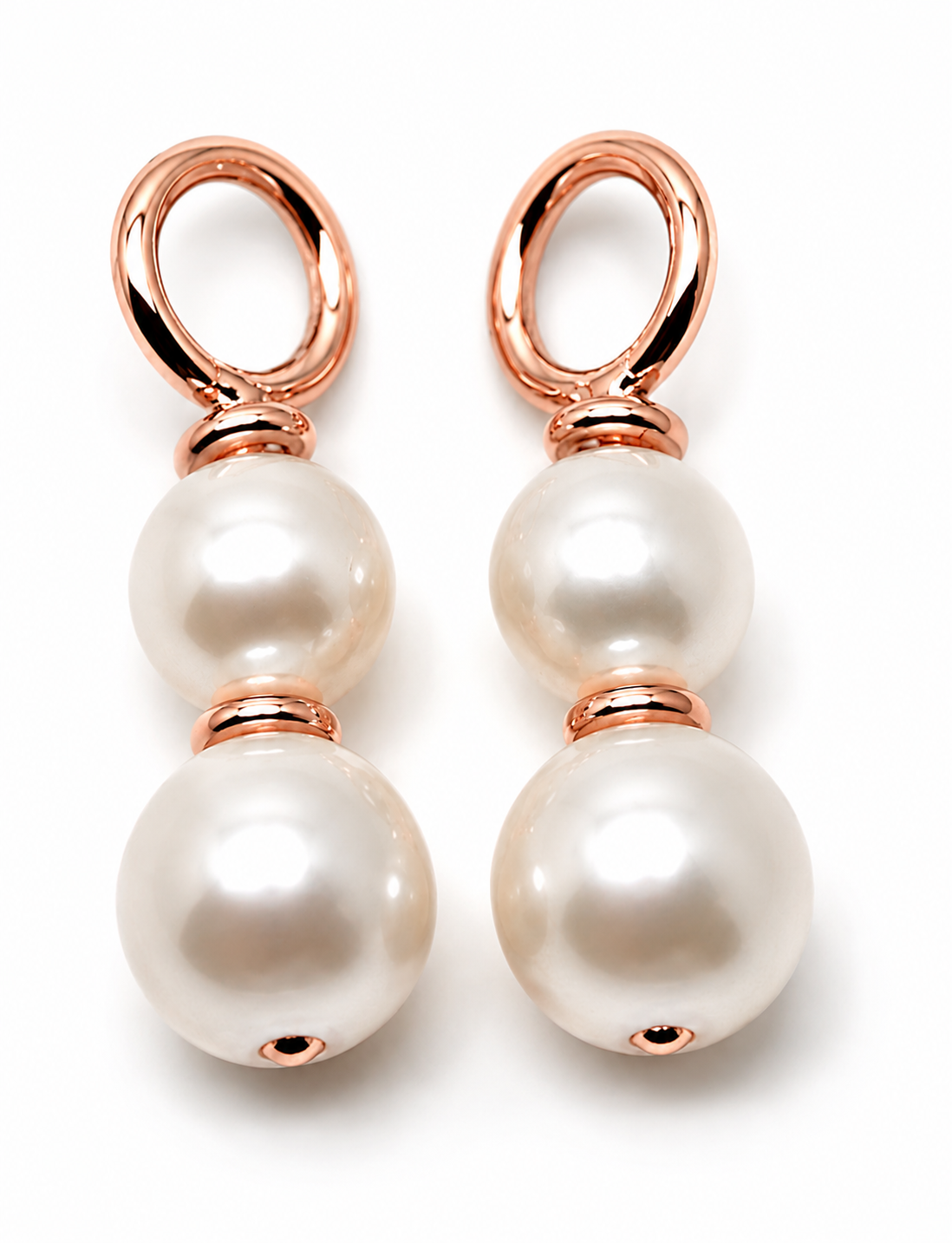 Genuine 9ct 9k 375 Yellow Gold 6mm & 8mm White Pearl Loop Earrings
