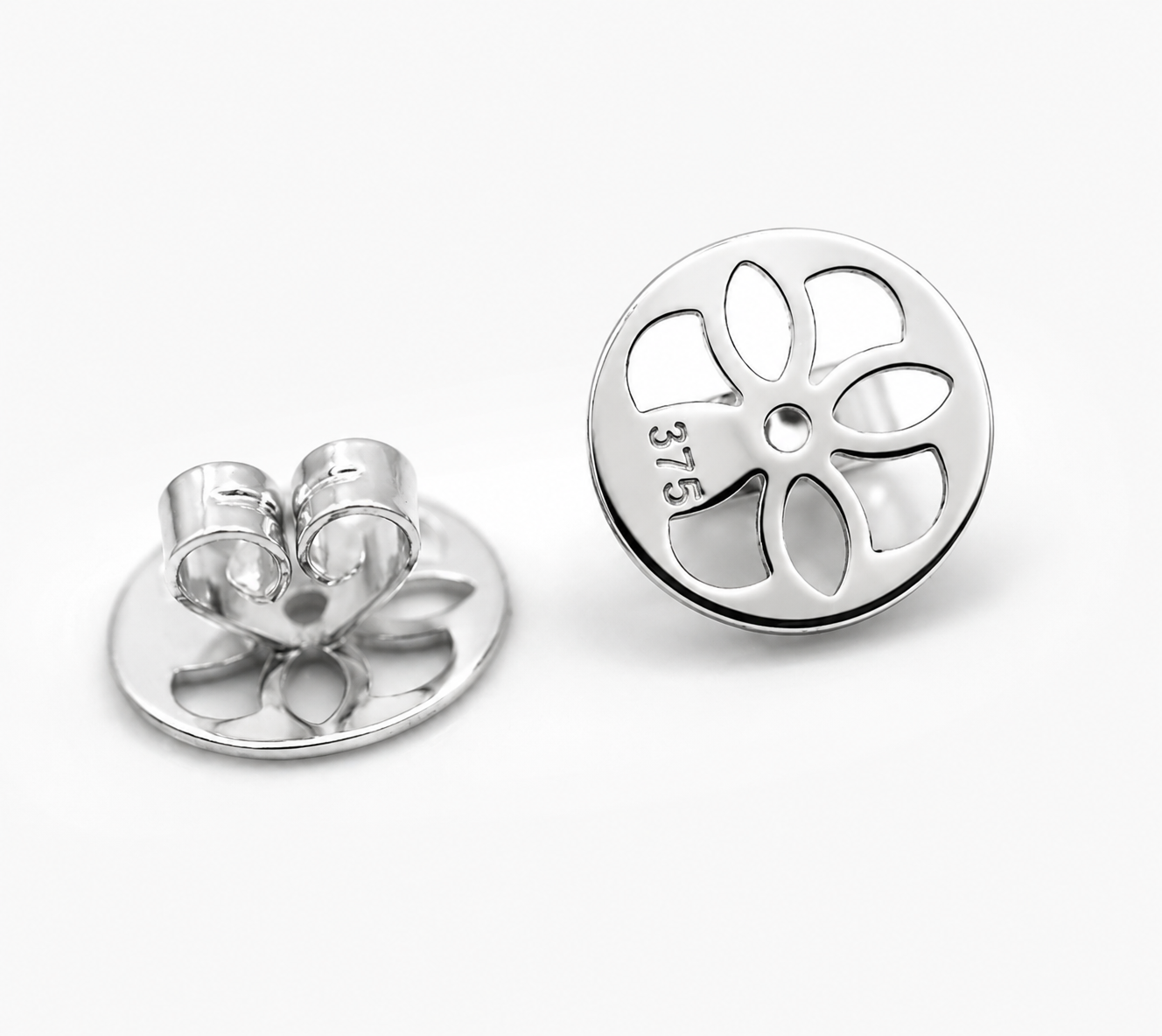 Genuine 9ct or 18ct Yellow or White Gold Filigree Disc Earrings Butterfly Backs