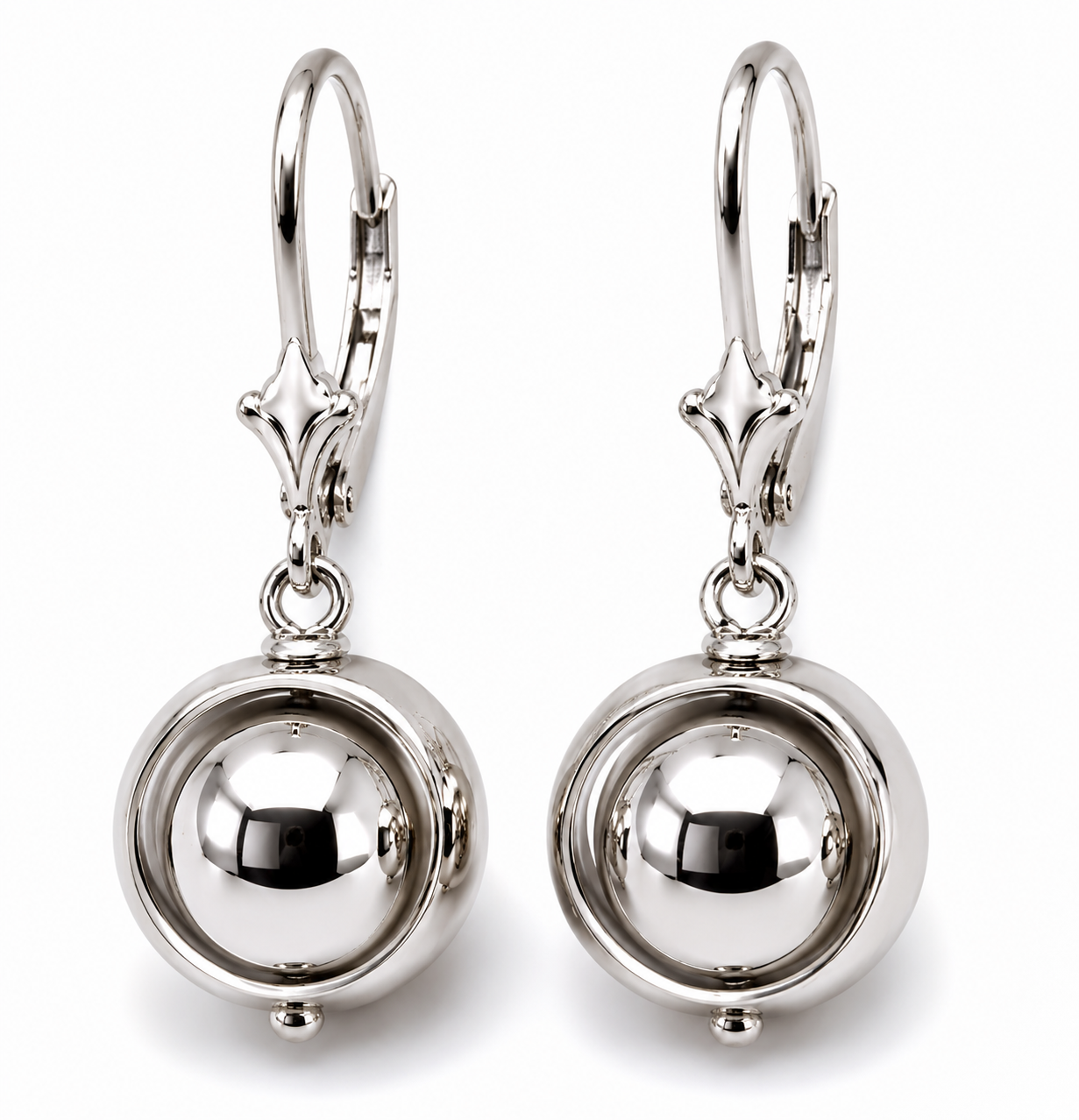 Genuine 9ct 9k 375 Yellow, Rose or White Gold 12mm Spinning Belcher Ball Continental Hooks Earring