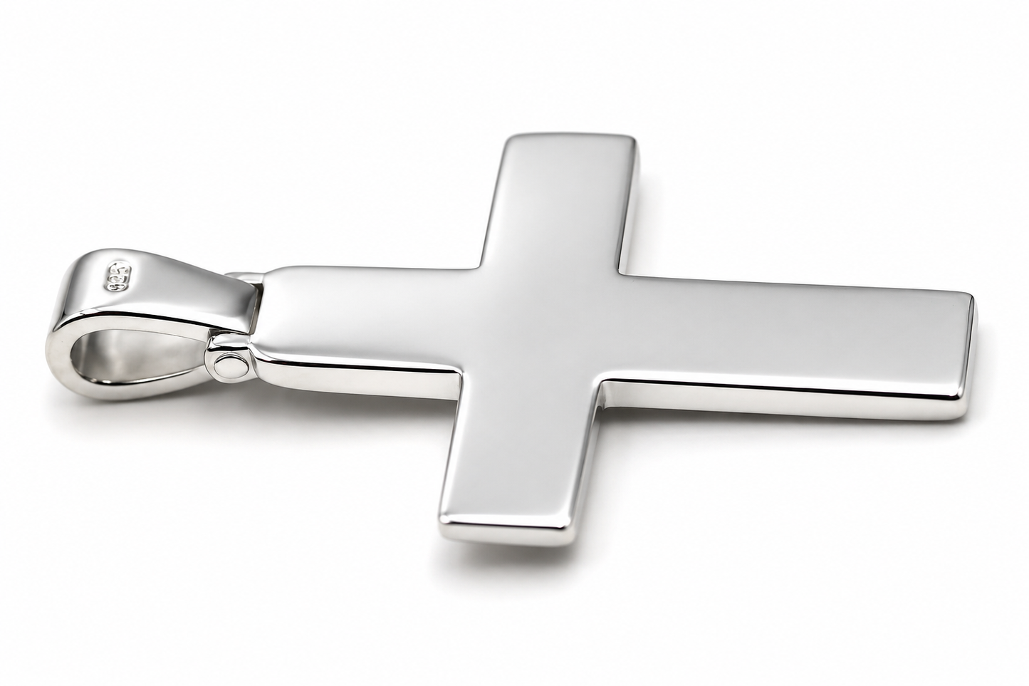 Genuine Solid Sterling Silver 925 Heavy Huge Large Ridged Plain Cross Pendant - 50mm Including Bale x Width 30mm