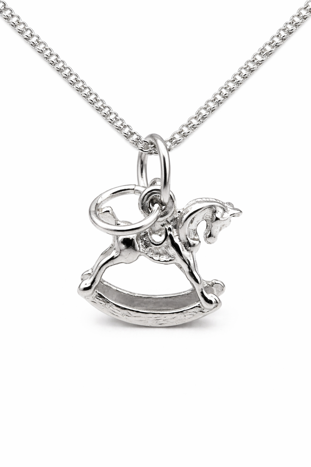 Genuine 925 Sterling Silver Rocking Horse Pendant Charm
