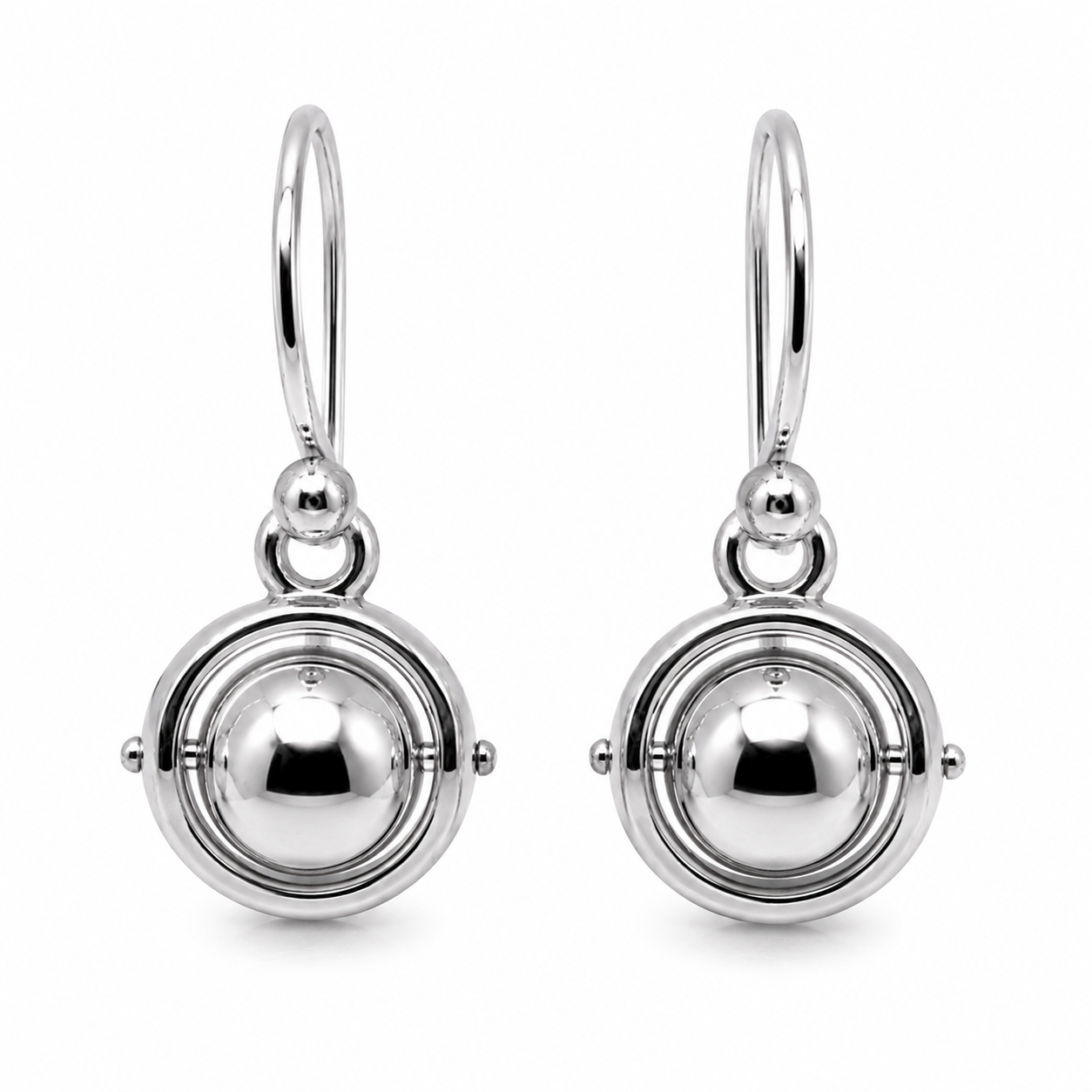 Genuine 9ct 9k 375 Yellow, Rose or White Gold Spinning Ball Drop Earrings