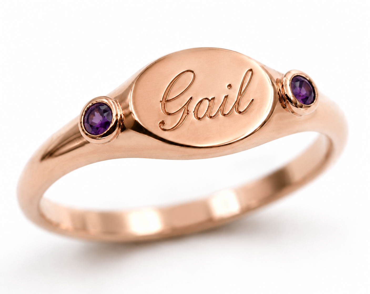 Genuine 9ct 9K 375 Yellow, Rose or White Gold 375 Oval Amethyst (Birthstone Of Feb) Signet Ring