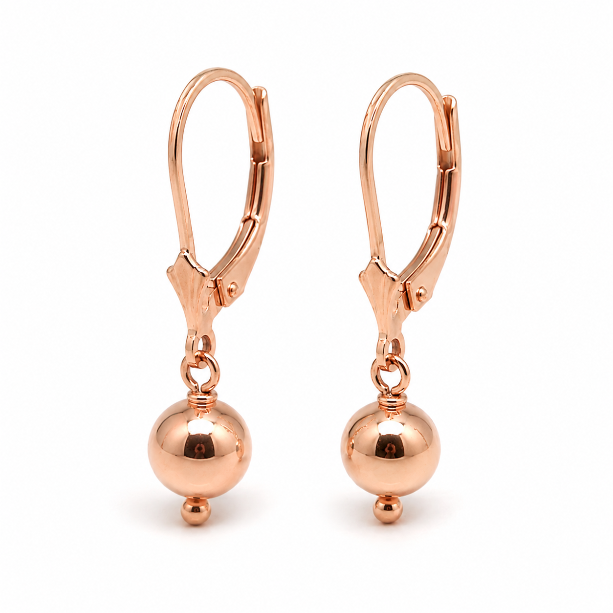 Kaedesigns Genuine 9ct 9k 375 Yellow, Rose or White Gold 6mm Continental Hook Ball Earrings