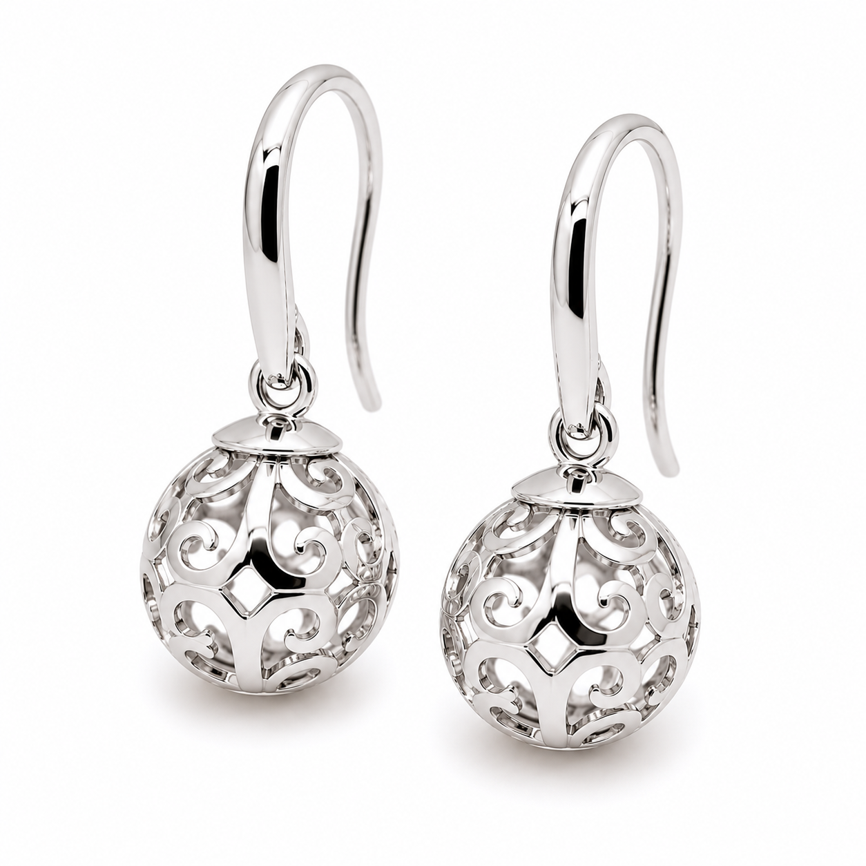 Kaedesigns Genuine 9ct 9k 375 Yellow, Rose or White Gold 10mm Ball Drop Filigree Earrings
