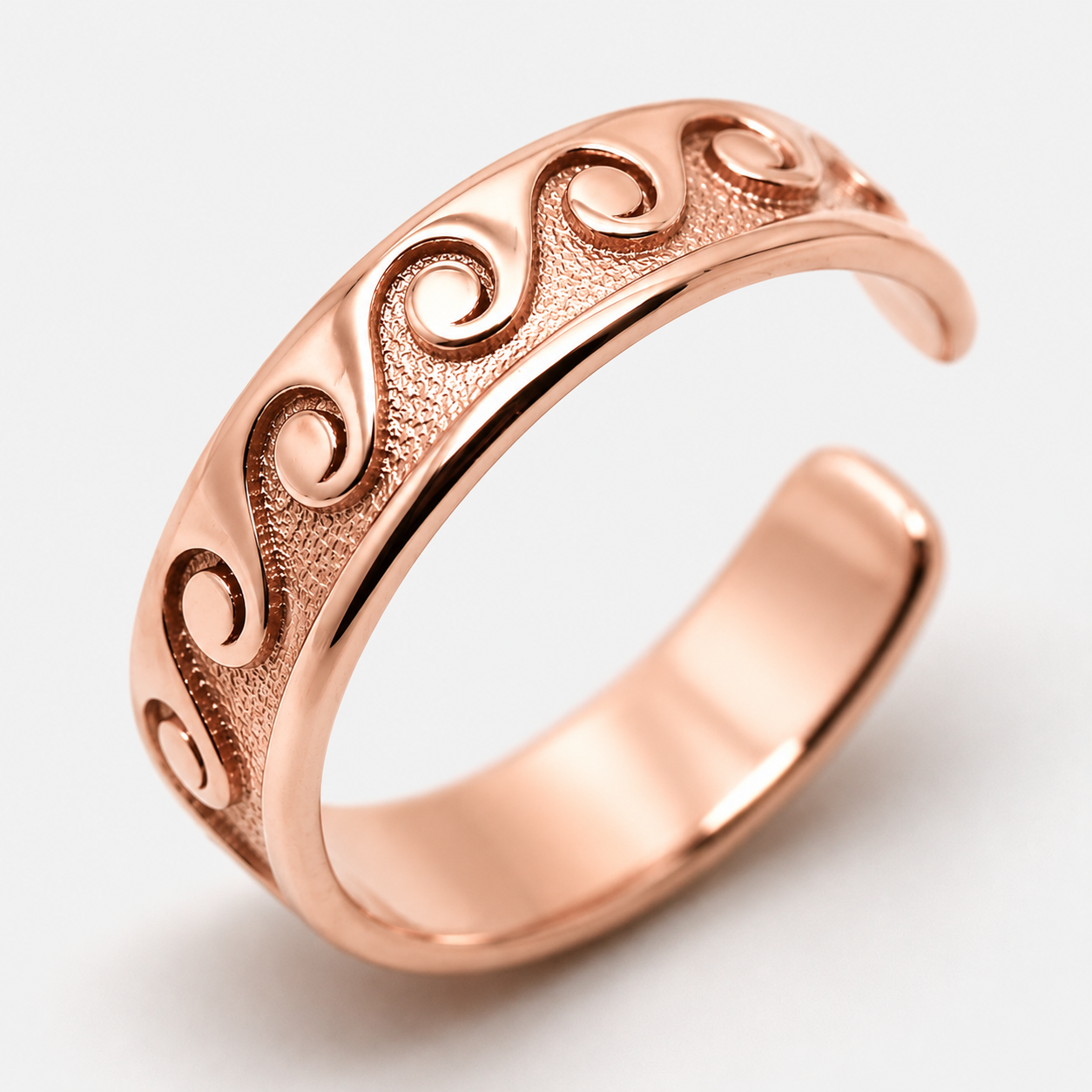 Genuine Full Solid 9ct Yellow, Rose, White Gold or Sterling Silver Surf Wave Toe Ring