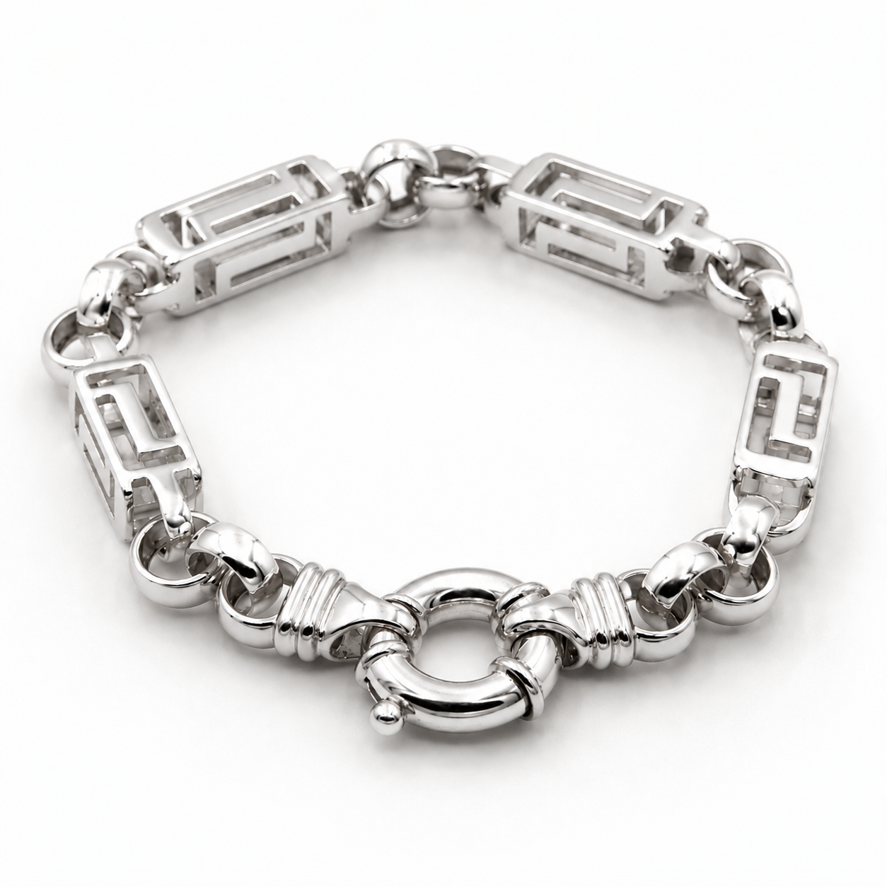 Genuine Heavy Solid 9ct 9k 375 Yellow, Rose or White Gold Solid Belcher & Greek Key Bracelet