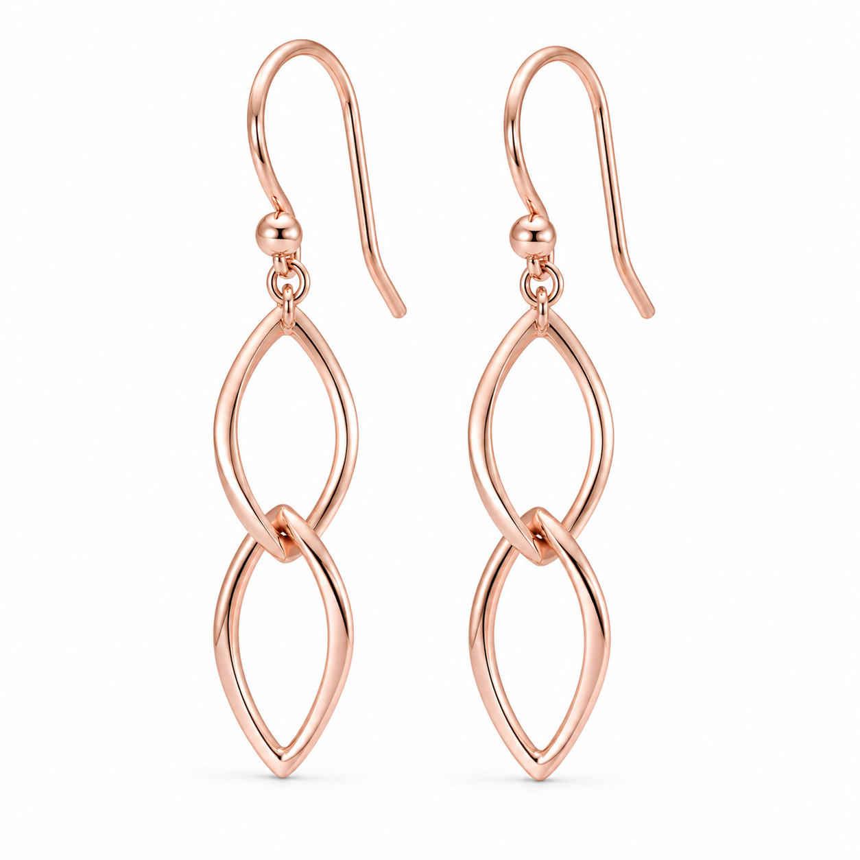 Genuine 9ct 9k 375 Yellow, Rose Or White Gold Dangle Link Drop Earrings