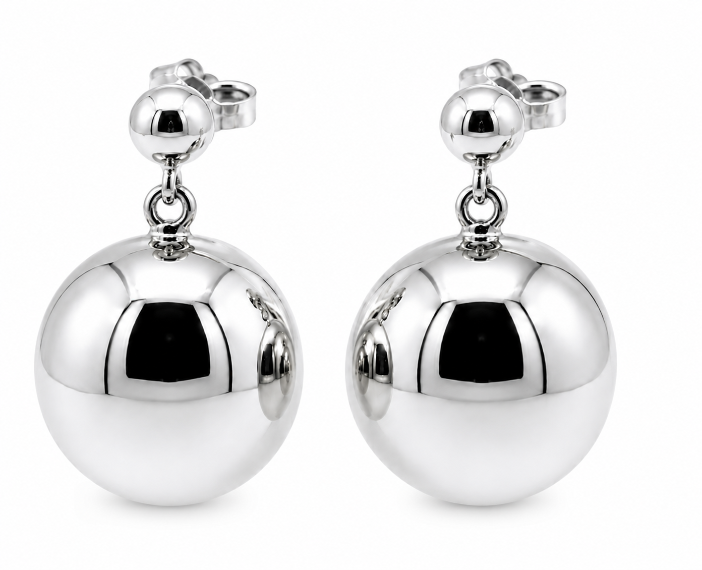 Genuine New 9ct Yellow, Rose or White Gold 18mm Half Ball Stud Ball Earrings