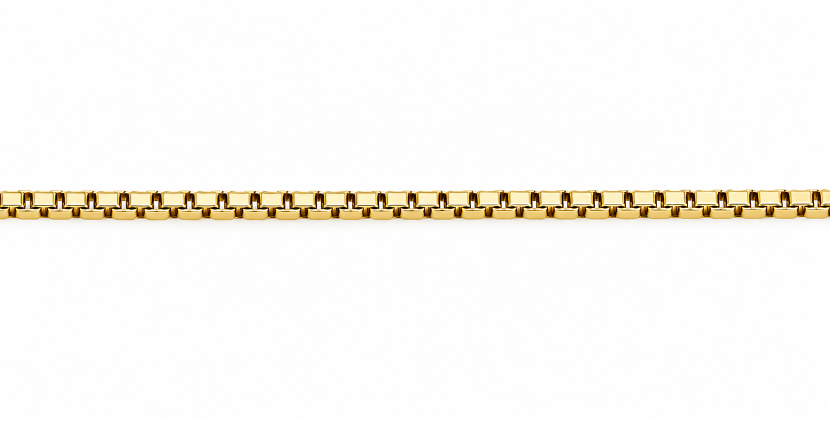 Genuine 9ct 9k 375 Yellow Gold Box Chain Necklace – 1.4mm - Available lengths: 40cm, 45cm, 50cm, 55cm or 60cm
