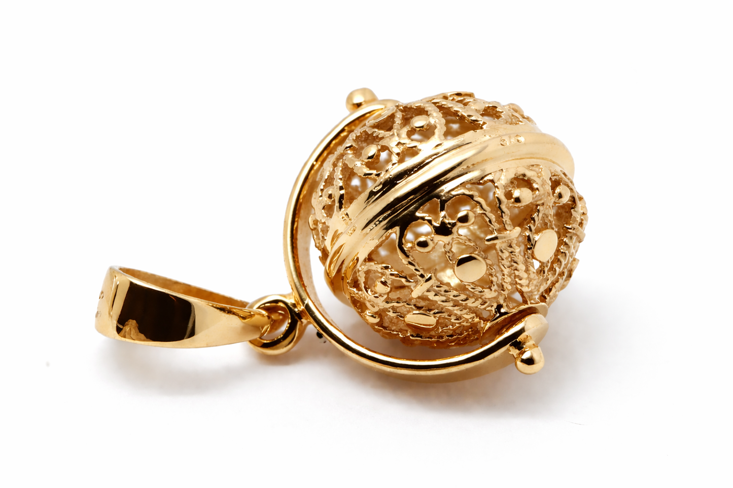 Genuine 9ct Yellow Gold Or White Gold Or Rose Gold 16mm Filigree Ball Spinner Pendant