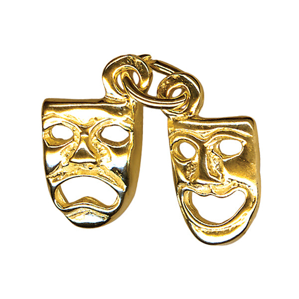 Genuine 9ct Yellow Gold 375 Drama Mask Charm or Pendant charm + jump ring
