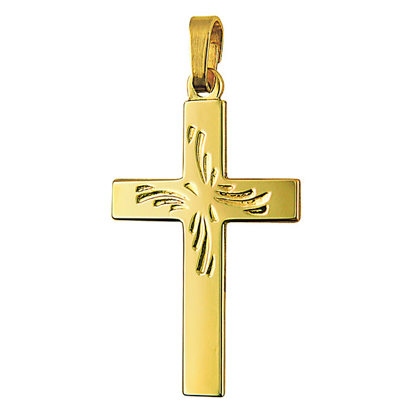 Genuine 9ct Yellow Gold 375 Fancy Cross Pendant