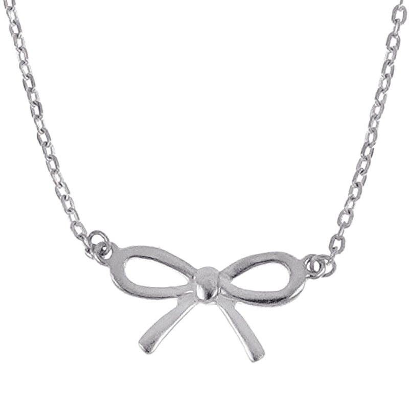 Sterling Silver 925 Bow Pendant with 40cm Chain + 5cm Extender
