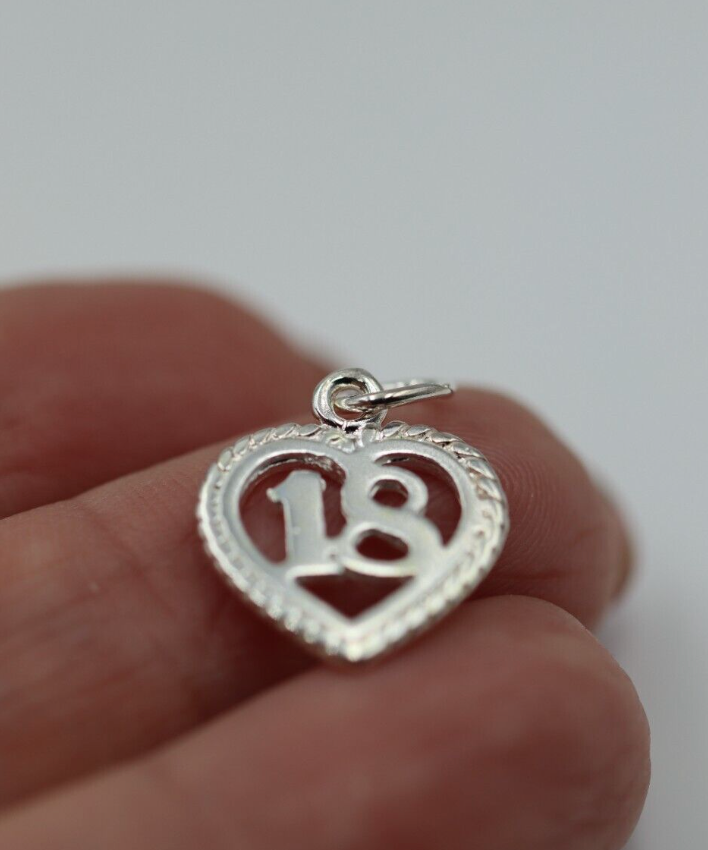 Genuine New Sterling Silver 925 18th Heart Pendant or Charm