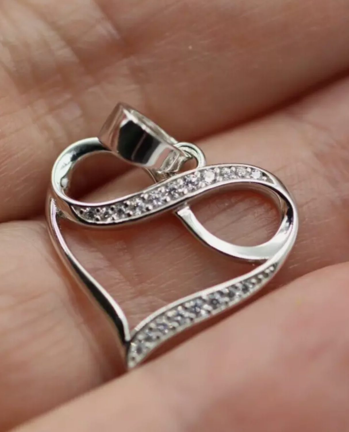 Genuine Sterling Silver CZ Infinity Heart Pendant 18x17mm