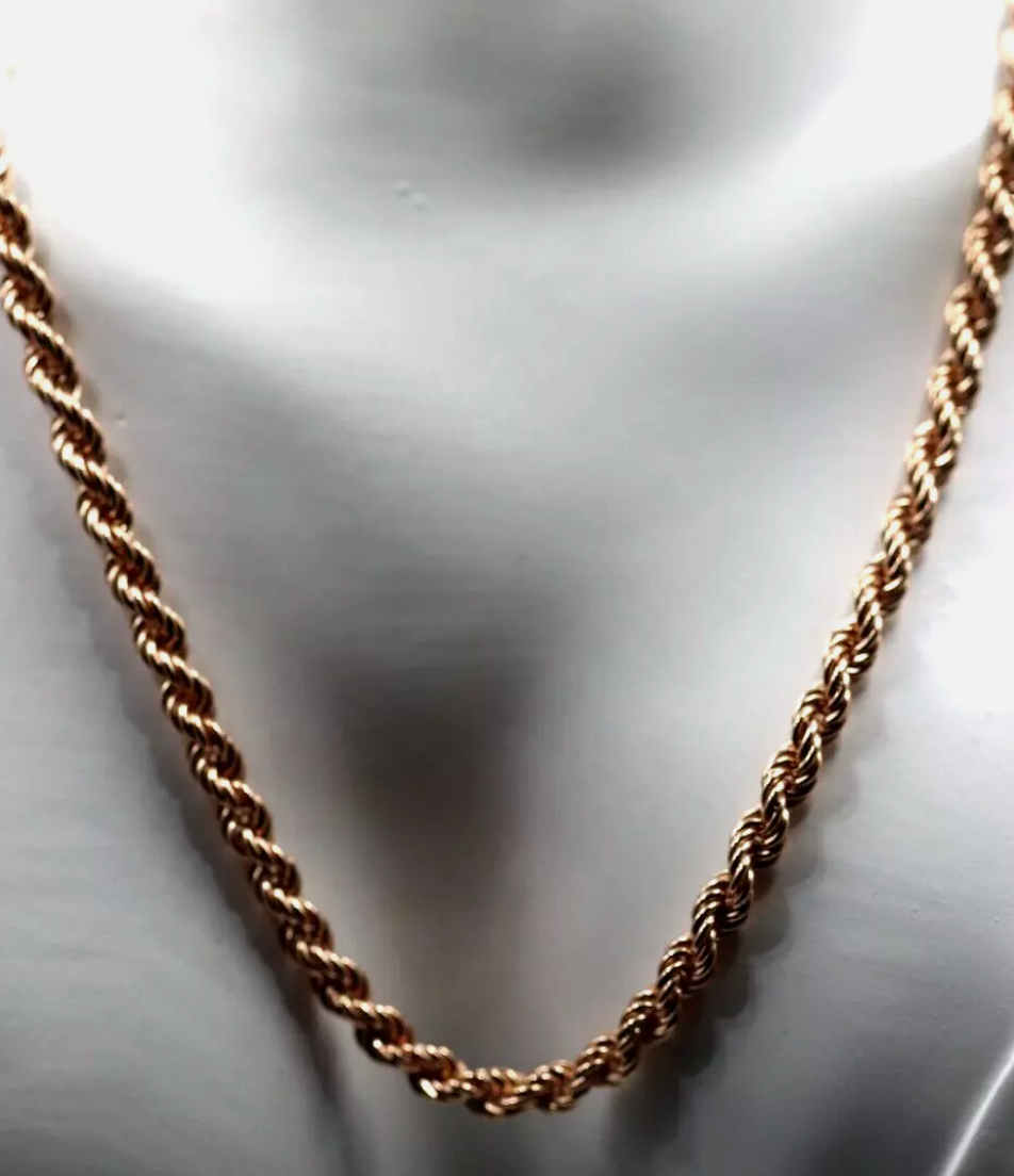 Genuine 9ct 9k Rose Gold Solid Rope Chain 26.9grams 4.4mm Wide 42cm