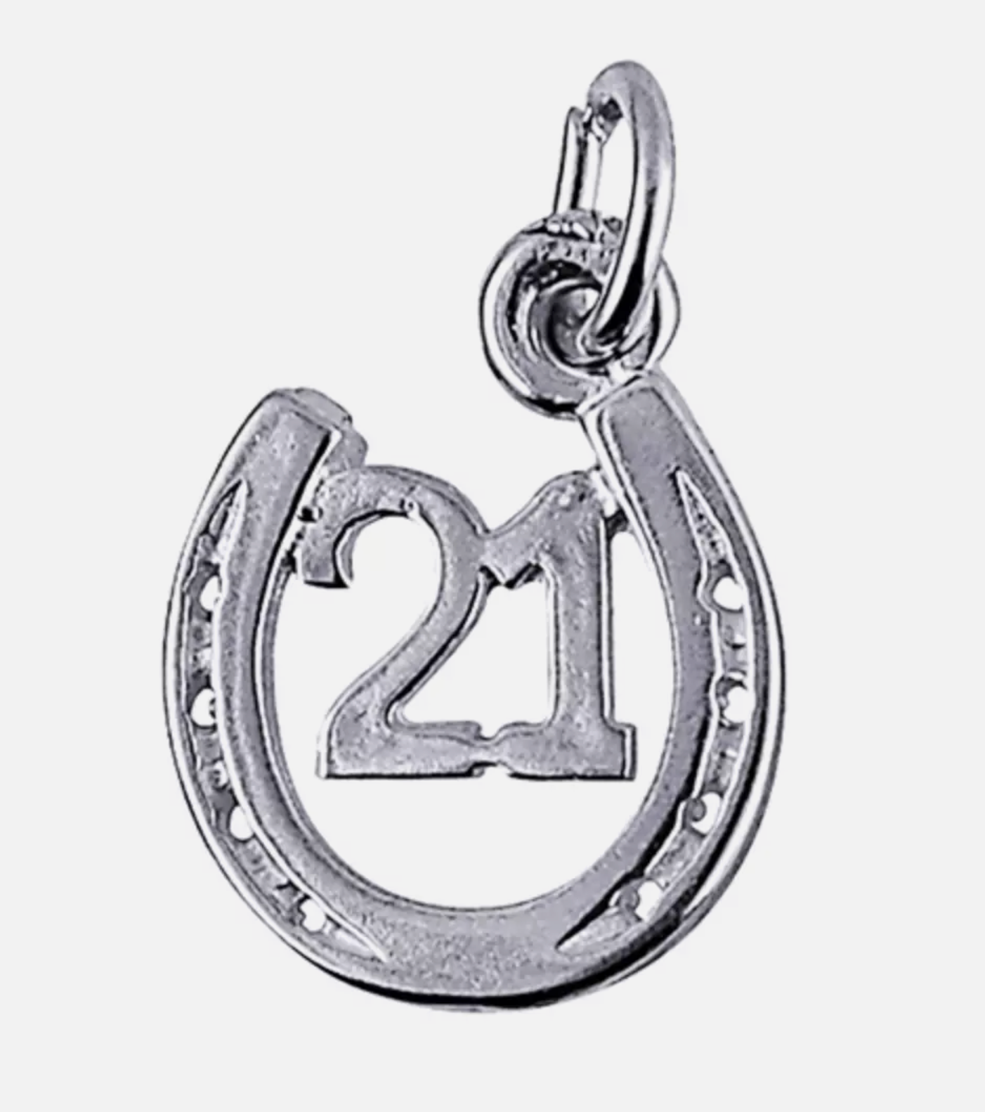 Genuine Sterling Silver 925 21st 21 in Horseshoe Pendant Charm