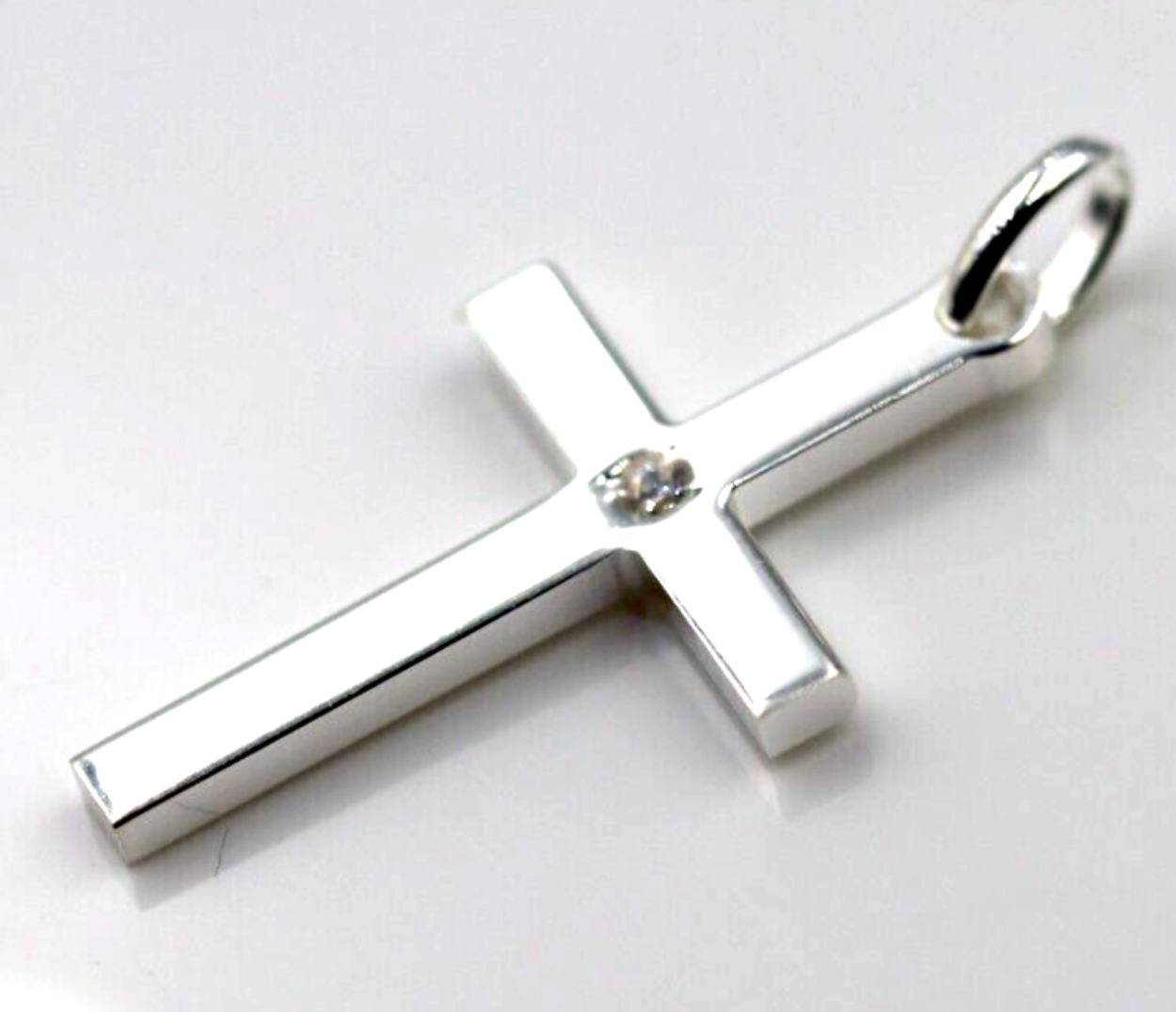 Genuine Sterling Silver 925 Solid CZ Cross Pendant / Charm