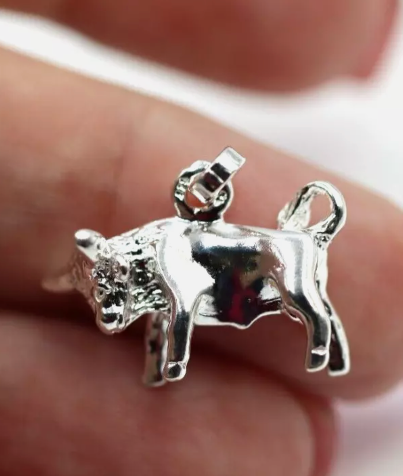 Genuine Sterling Silver 925 Taurus Zodiac Bull Charm / Pendant