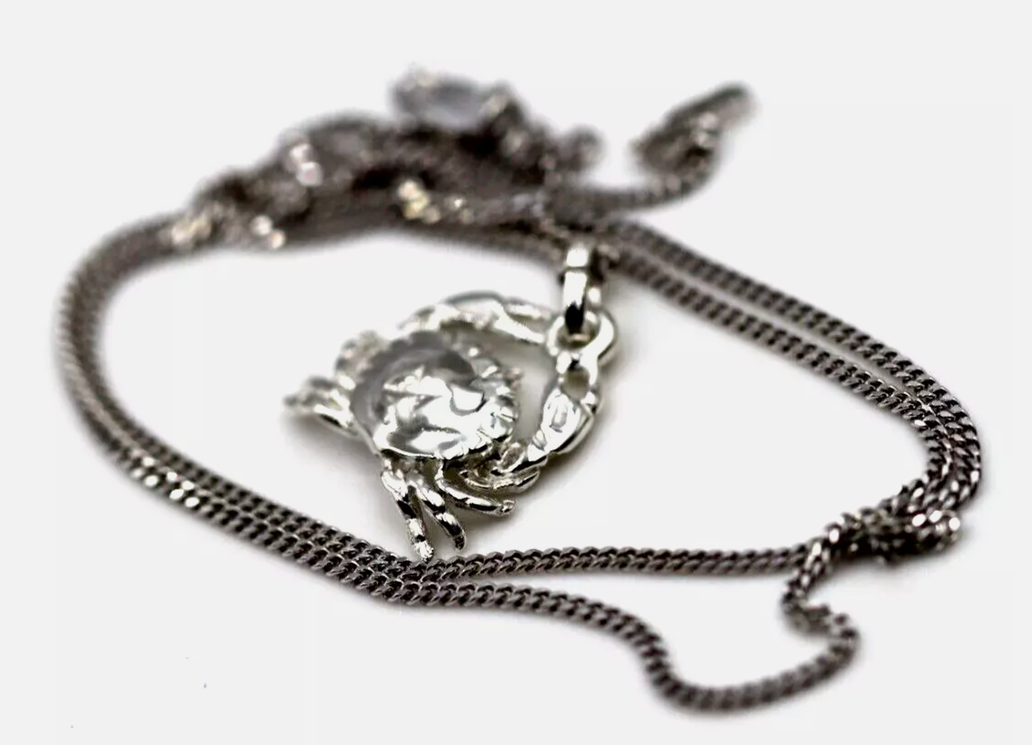 Sterling Silver 925 Solid Crab Cancer Zodiac Pendant + Necklace Chain