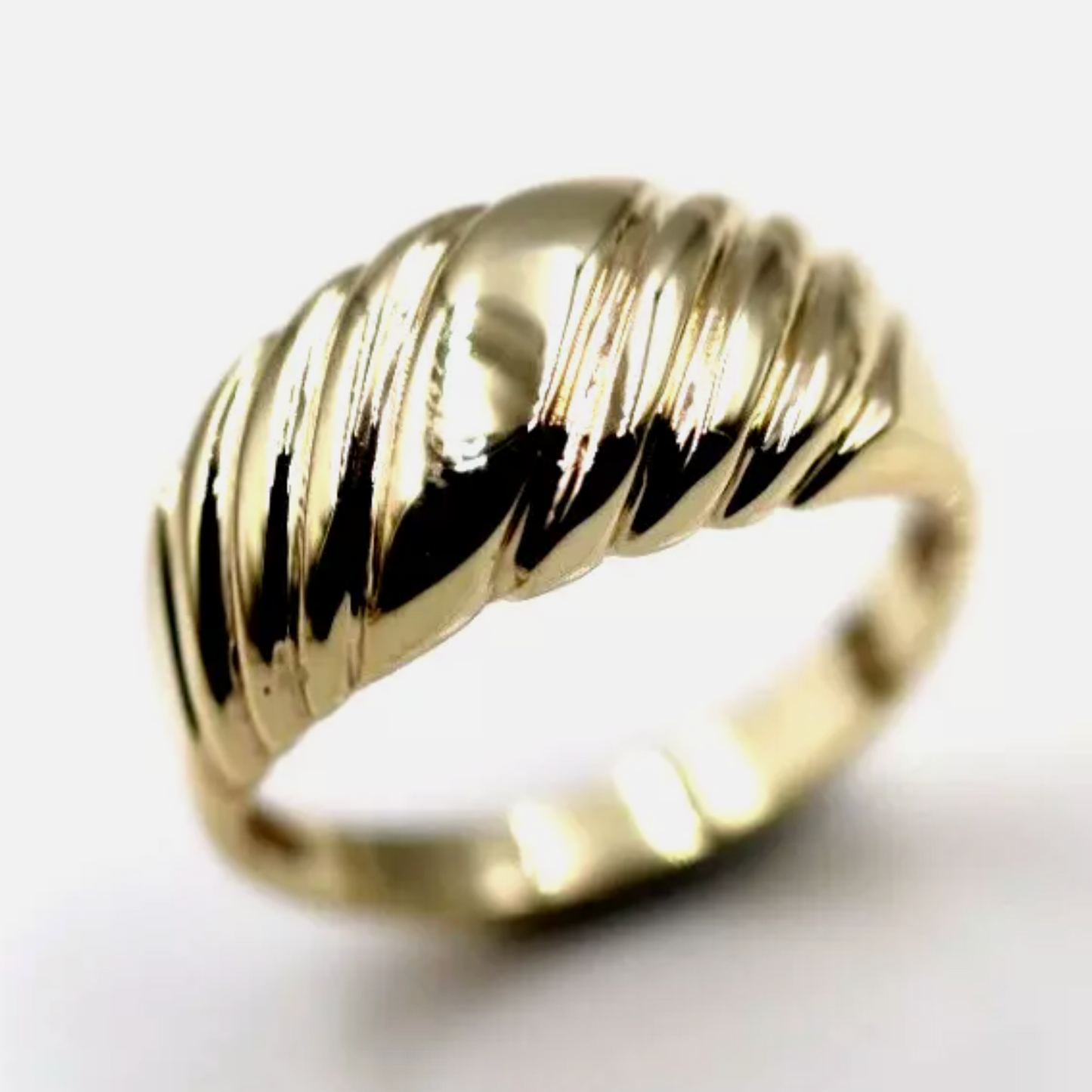 Size K Genuine Wide 9ct 9k Yellow, Rose or White Gold Gold Ridged Dome Ring