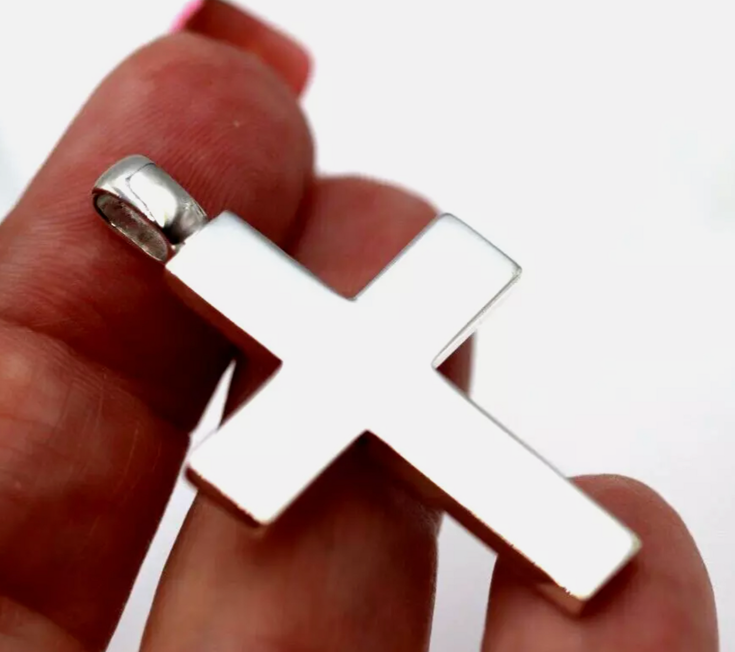 Genuine Sterling Silver 925 Solid Cross Pendant 34mm x 26mm