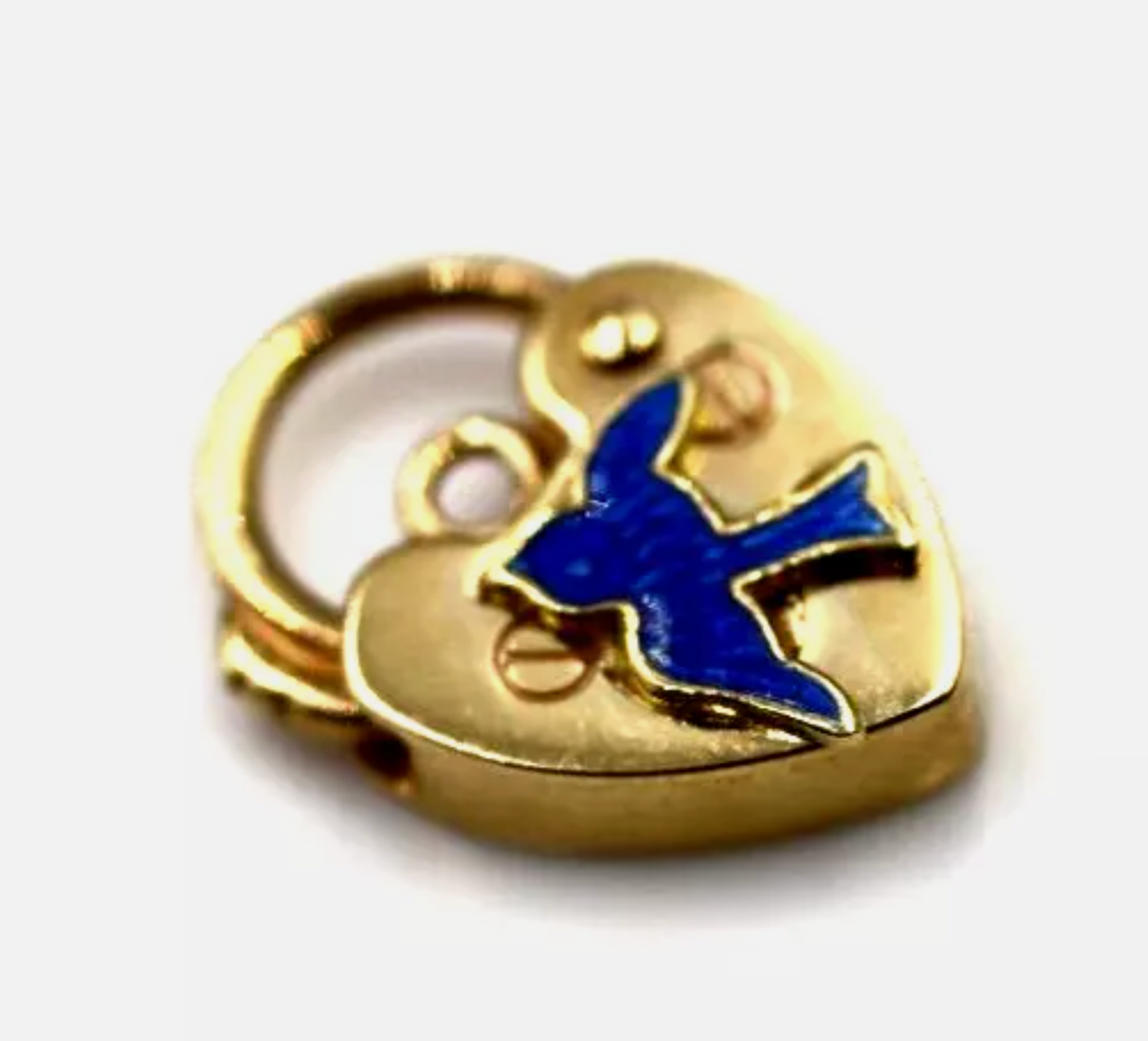 Small 9.5mm x 13mm 9ct 9k Yellow Gold Heart Pendant Padlock Bluebird