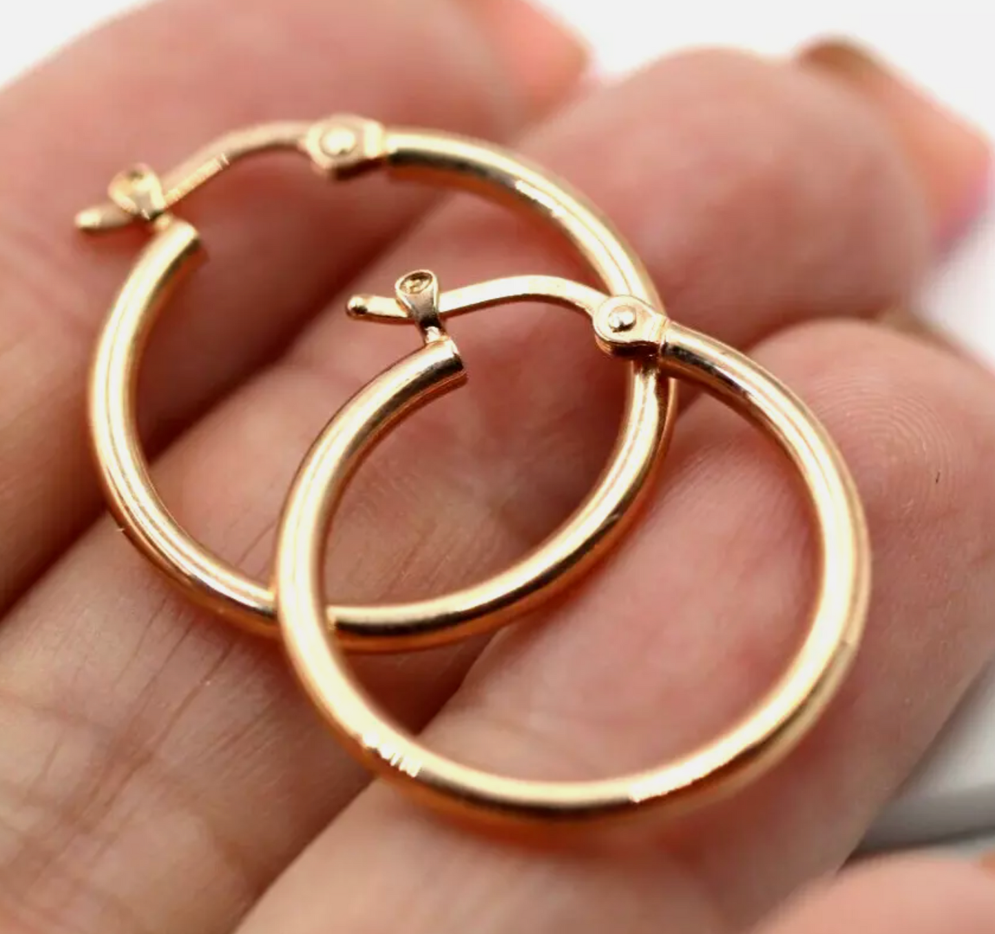 Kaedesigns Genuine 9ct Solid Rose Gold Hollow Hoop Huggies Earrings