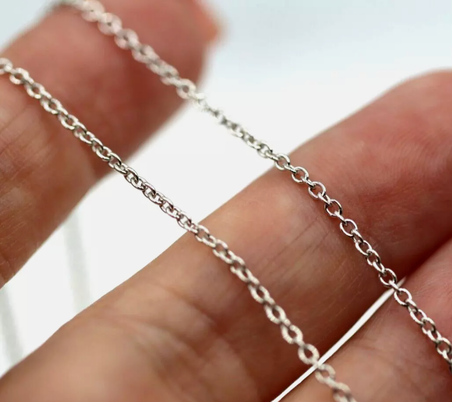 Genuine 9ct 9k 375 White Gold Necklace Cable Chain 65cm 1mm 4g