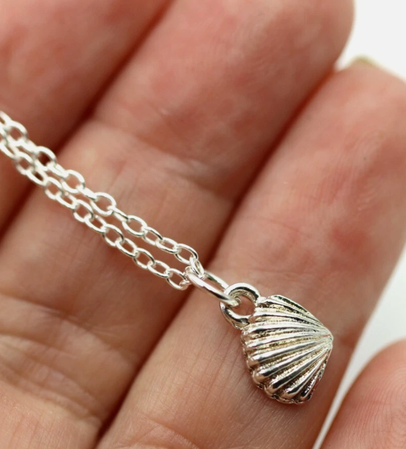 Sterling Silver 925 Shell Pendant Charm + 45cm Necklace Chain