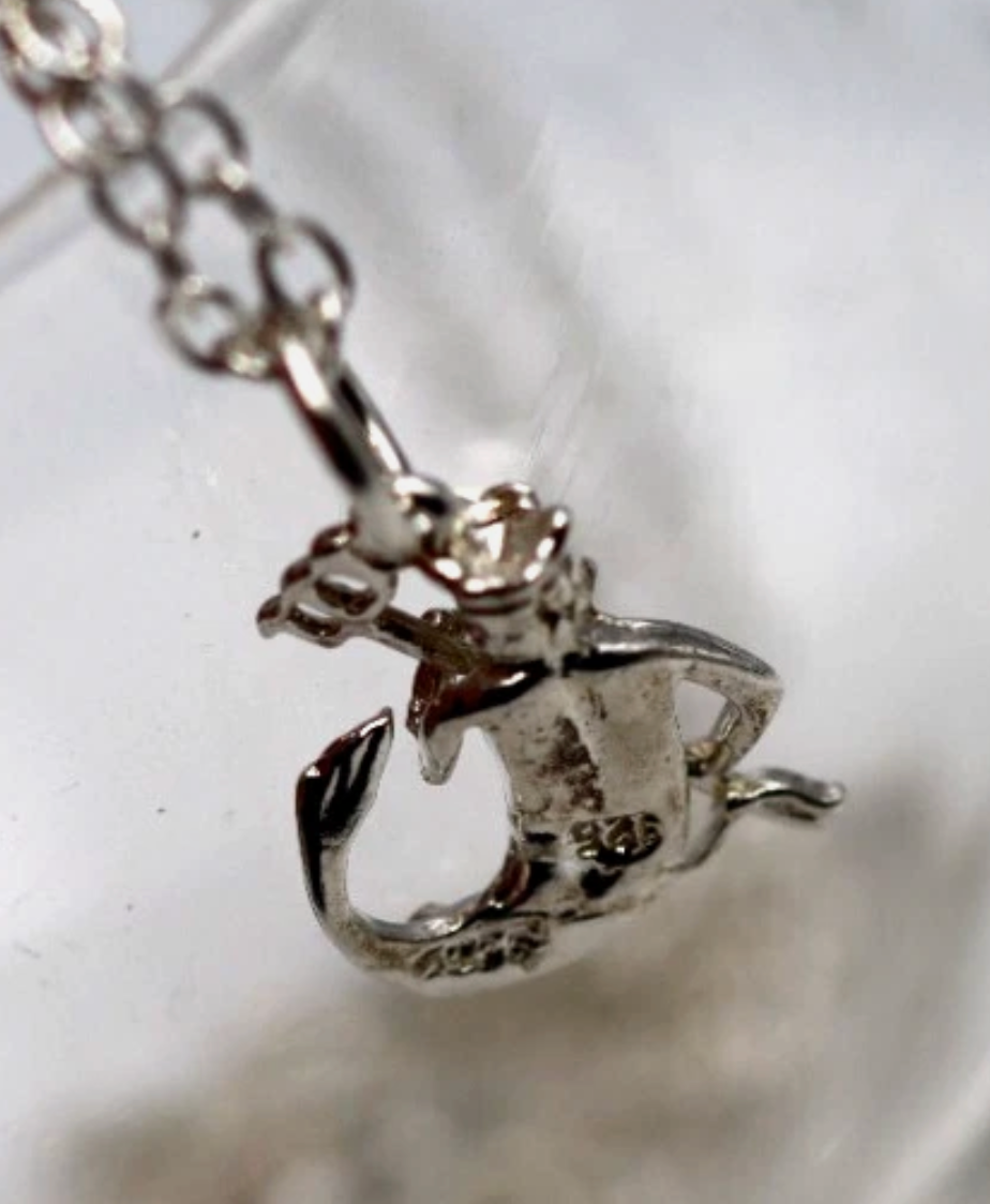 Sterling Silver 925 Water God Pendant Charm + 45cm Necklace Chain