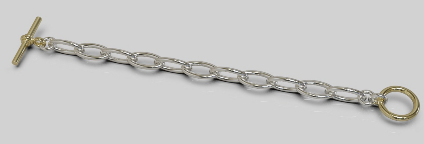 Kaedesigns 9ct Yellow Gold & Sterling Silver 925 Paperclip bracelet 19cm long