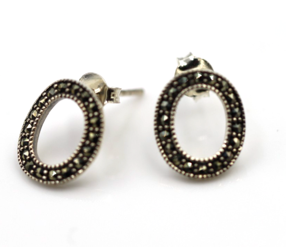 Marcasite Stones Marcasite Stud Earrings Sterling Silver 925