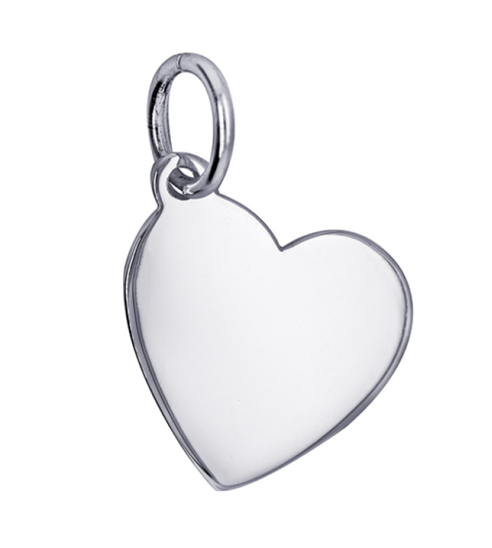 Genuine Sterling Silver 925 18mm Heart Engraving Shape Charm / Pendant