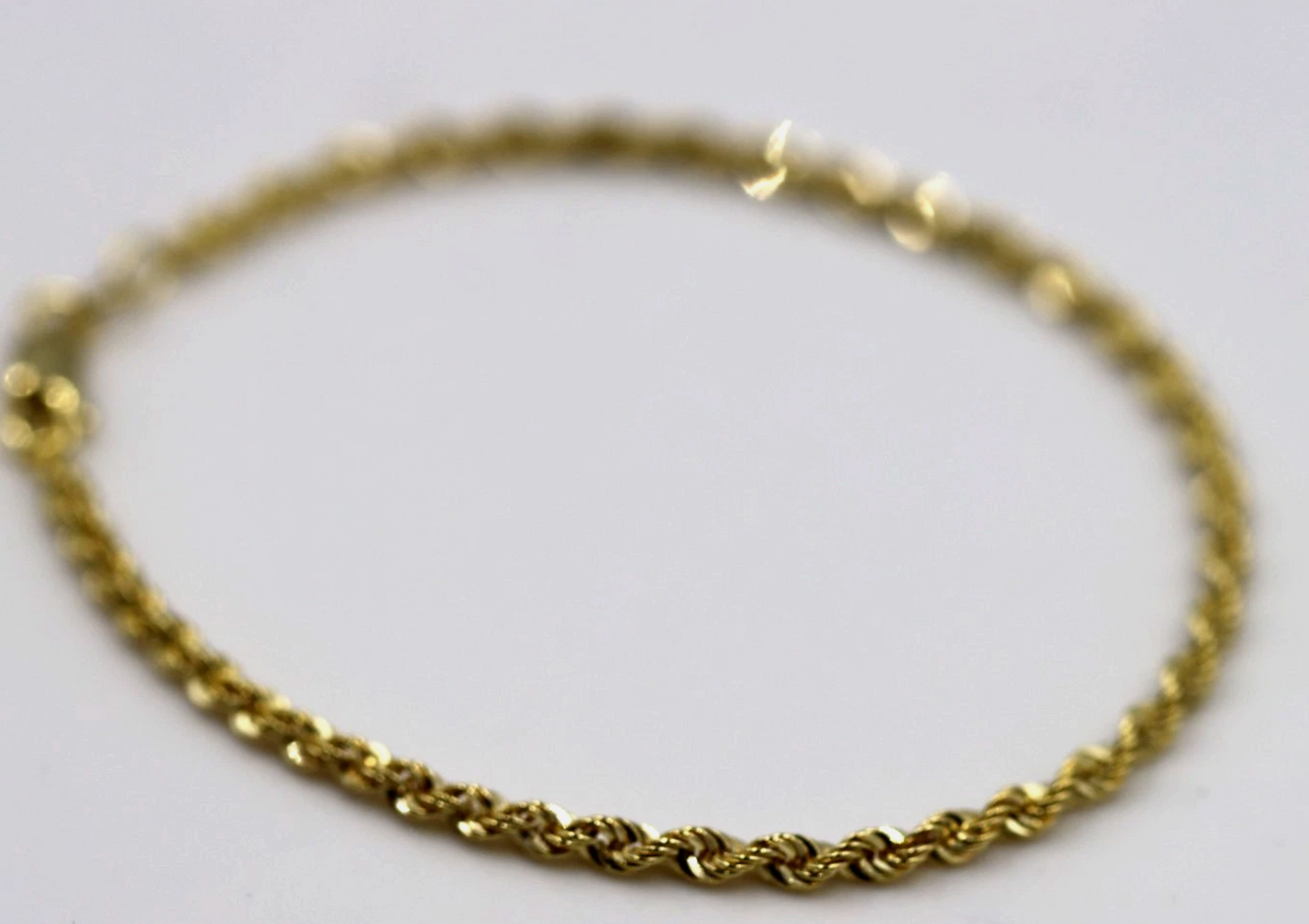 Genuine 9ct or 18ct Yellow Gold Solid 19cm Hollow Diamond Cut Rope Bracelet