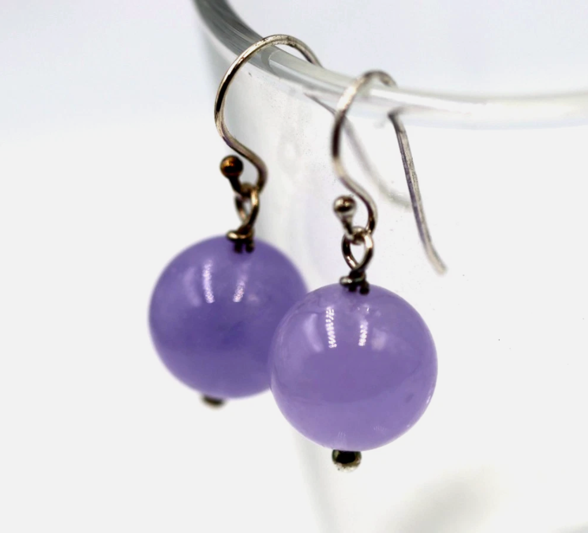 Kaedesigns New Sterling Silver 12mm Lavender Amethyst Bead Ball Earrings
