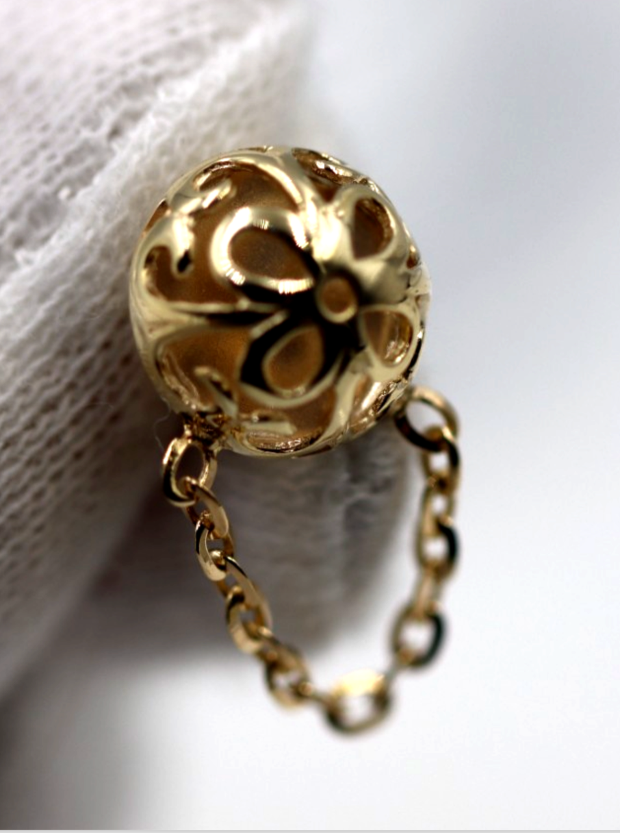 Genuine 9ct Yellow, Rose or White Gold 375 Half Ball 10mm Stud Filigree + Chain Earrings