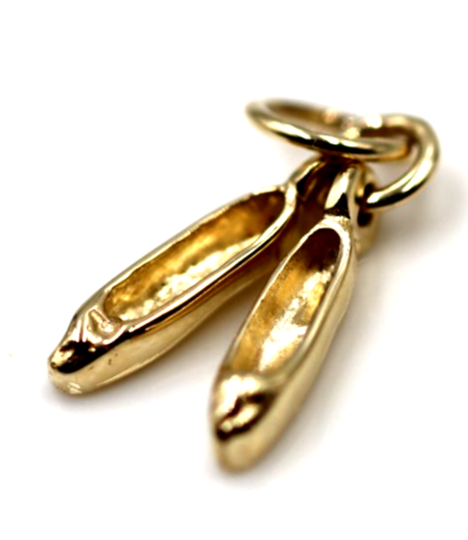 Genuine 9ct 9k 375 Yellow, Rose or White Gold Ballerina Ballet Shoe Slipper Charm Pendant