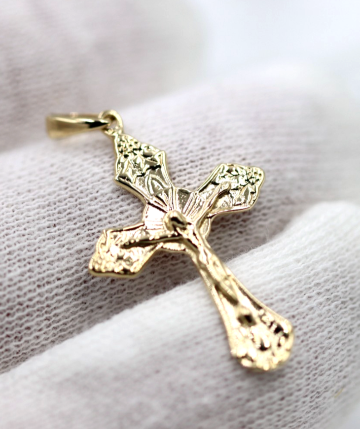 Genuine Small New 9ct 9K Yellow, Rose or White Gold Plain Cross Crucifix Pendant